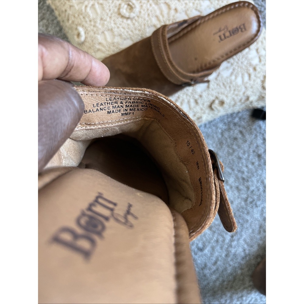 Born Origin Women 10 Brown Leather Mule Clog Studded Buckle Slip On Boho Western - Picture 10 of 16